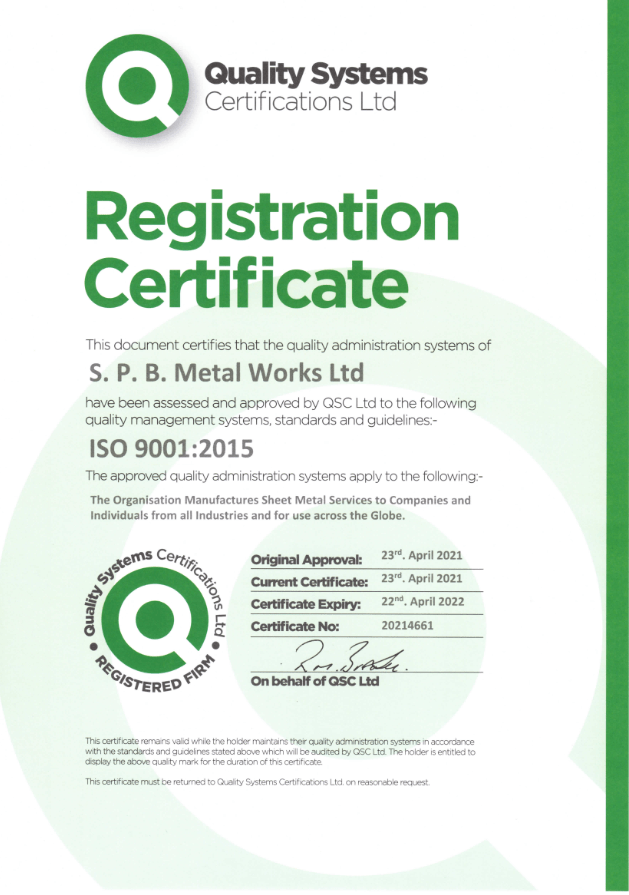 Quality systems certification